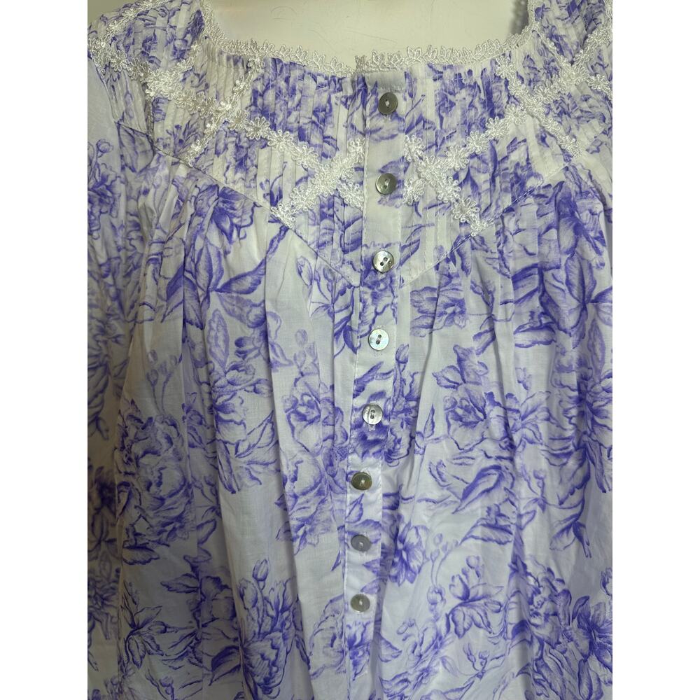 Eileen West Nightgown M NWT 100% Cotton Lavender Floral Lace Trim Ballet Gown - Picture 4 of 15